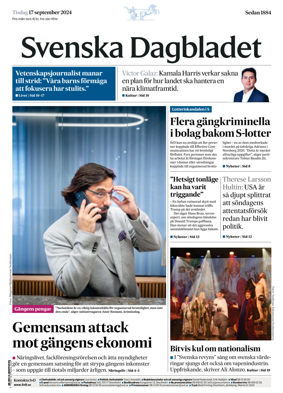 Prima-pagina-Svenska Dagbladet-edizione-di-oggi-20240917